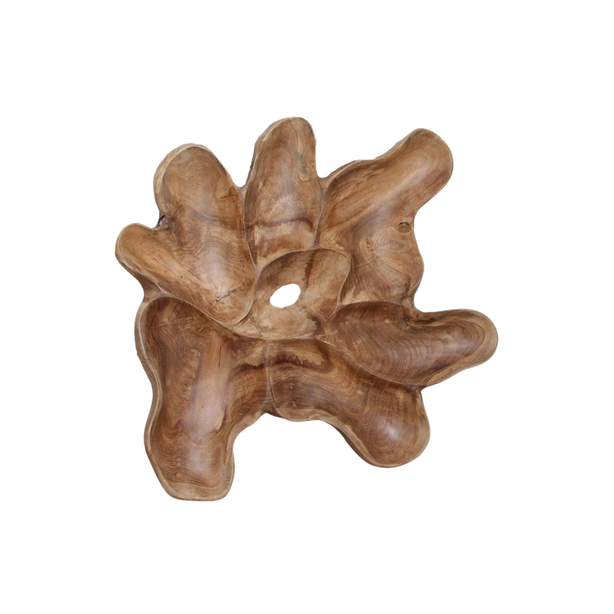 Vægdekoration i teaktræ, stor pæon, råmaterialer