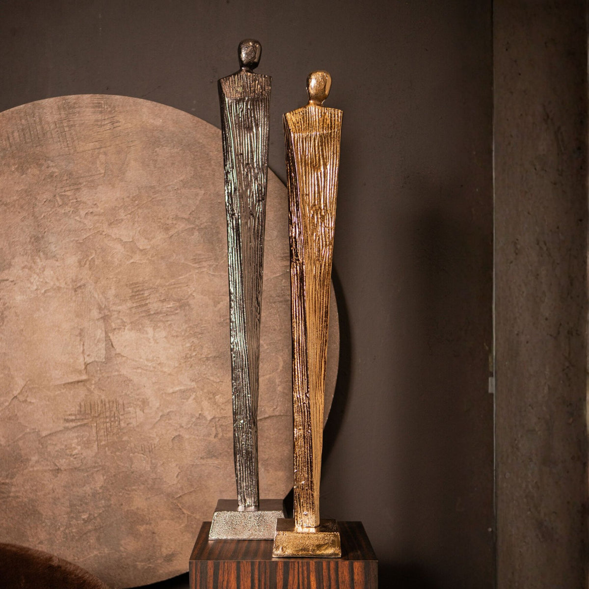 Symon-figur i aluminium, brun og guldfarvet, lille, PTMD
