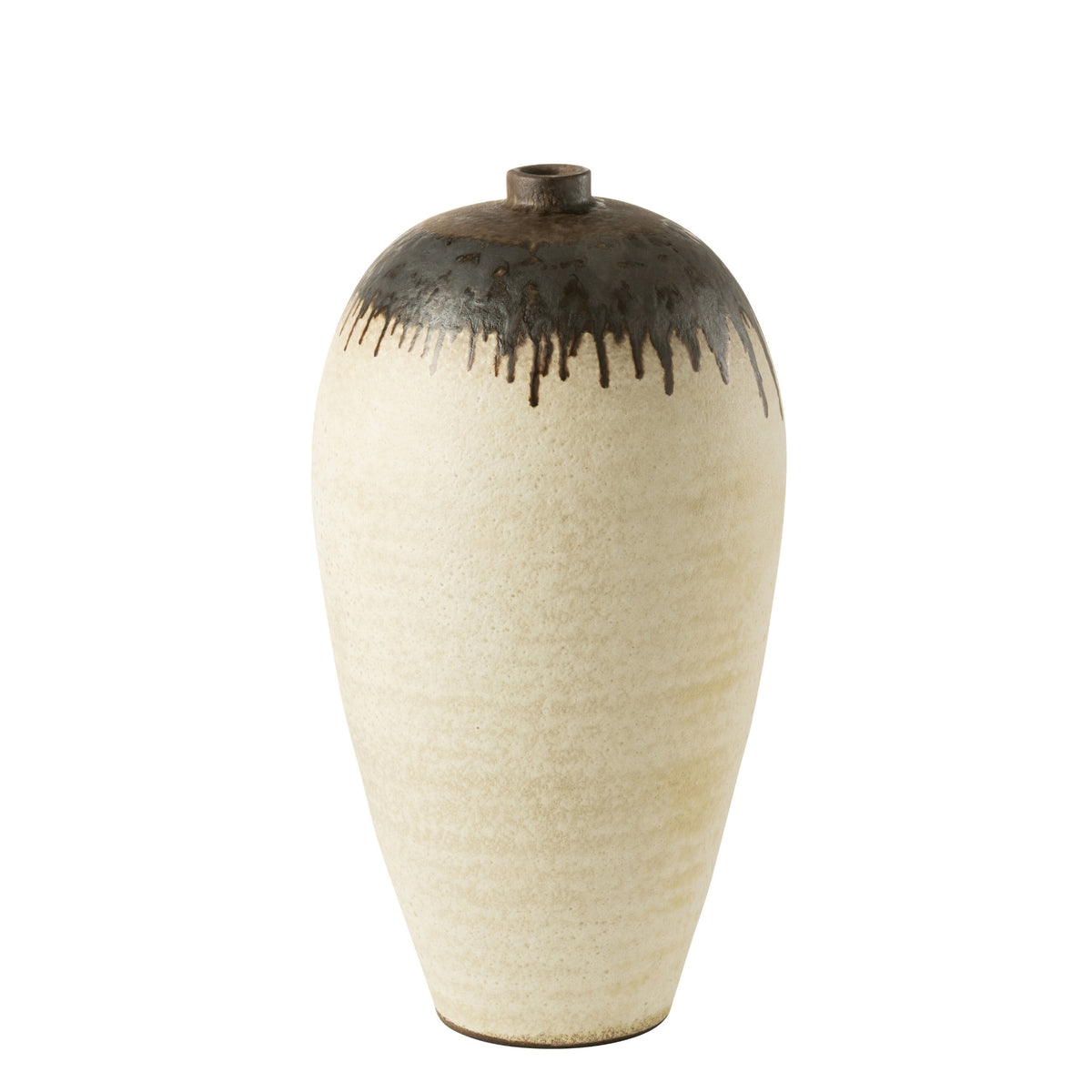 Vase Lombok keramik beige/brun stor Ø38 x H72 cm J-Line