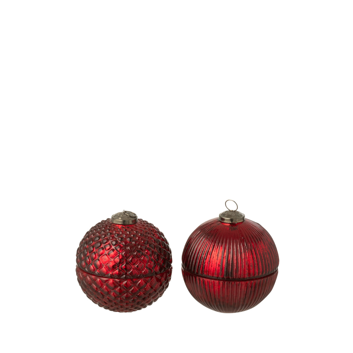 Duftlys Julekugle Glas Julerød Small Sæt med 2 J-Line