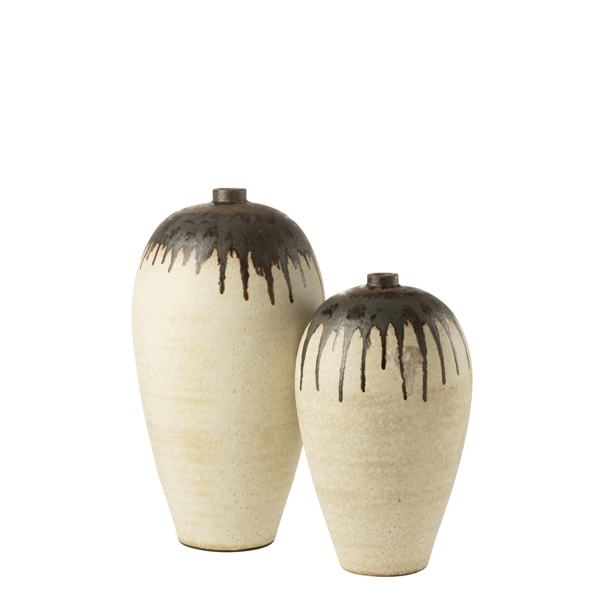 Vase Lombok keramik beige/brun stor Ø38 x H72 cm J-Line