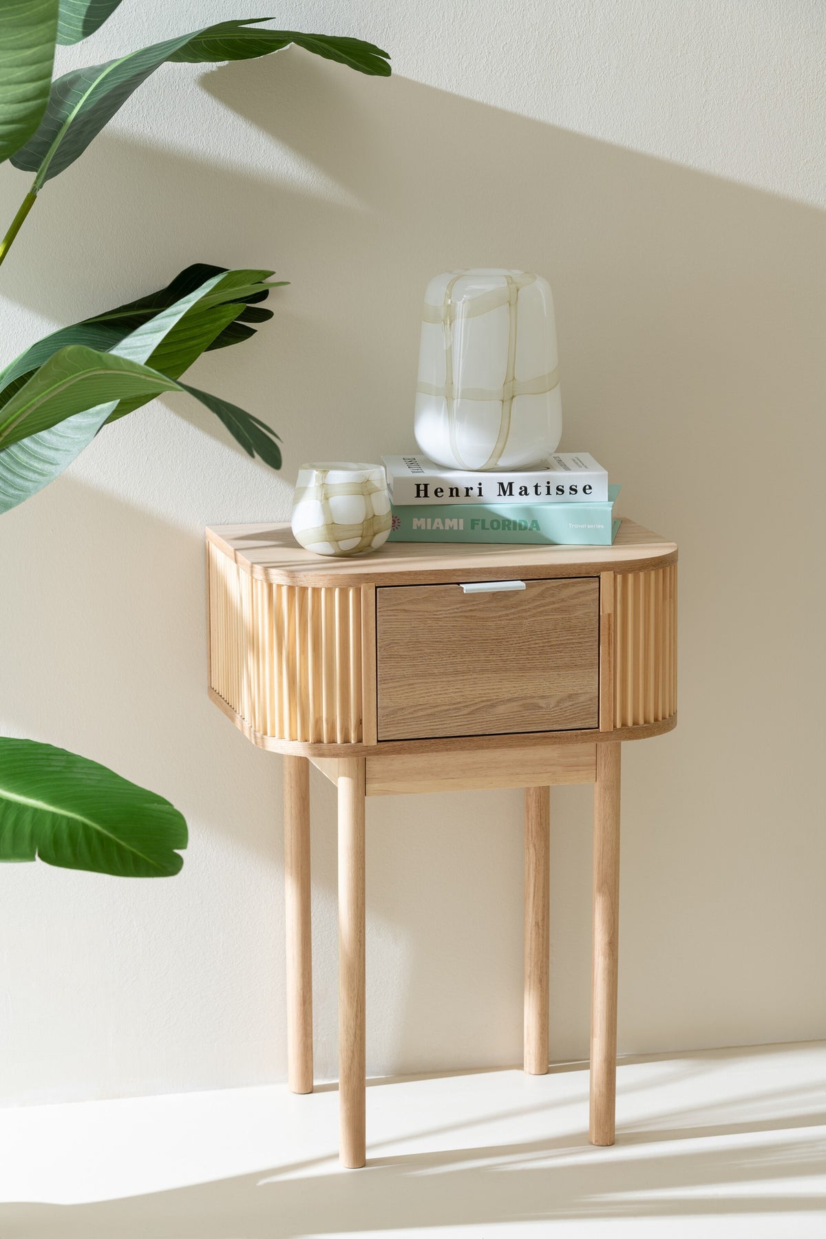 Nattbord Rund MDF/Fyrretræ Natur J-Line