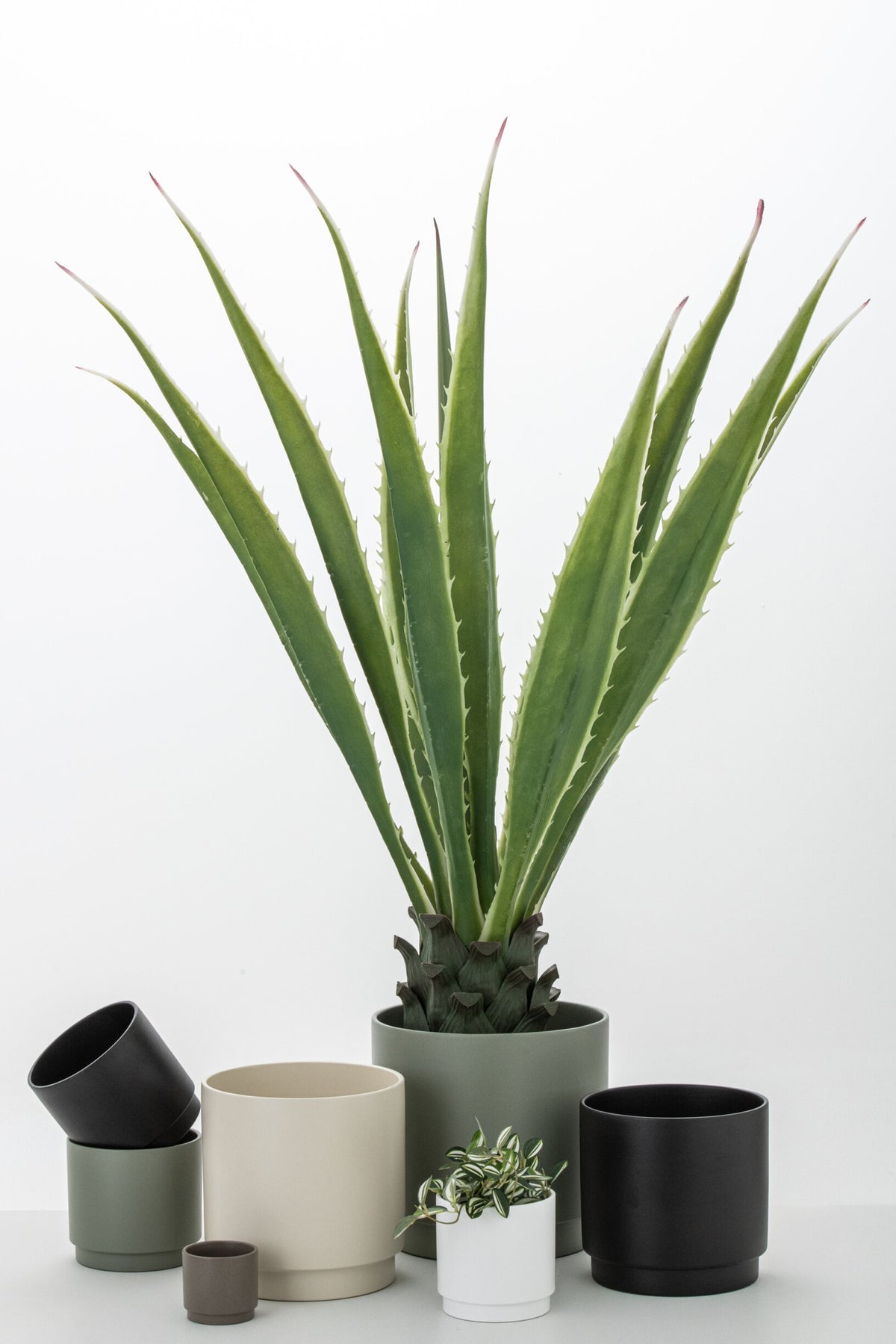 Agave knækket hvid med kunstigt grønt 80x80x150 cm