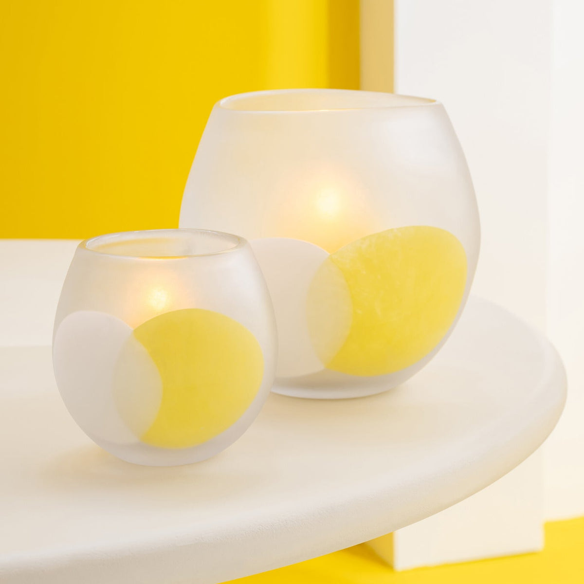 Windlicht Bal Glas Wit/Geel Large J-Line