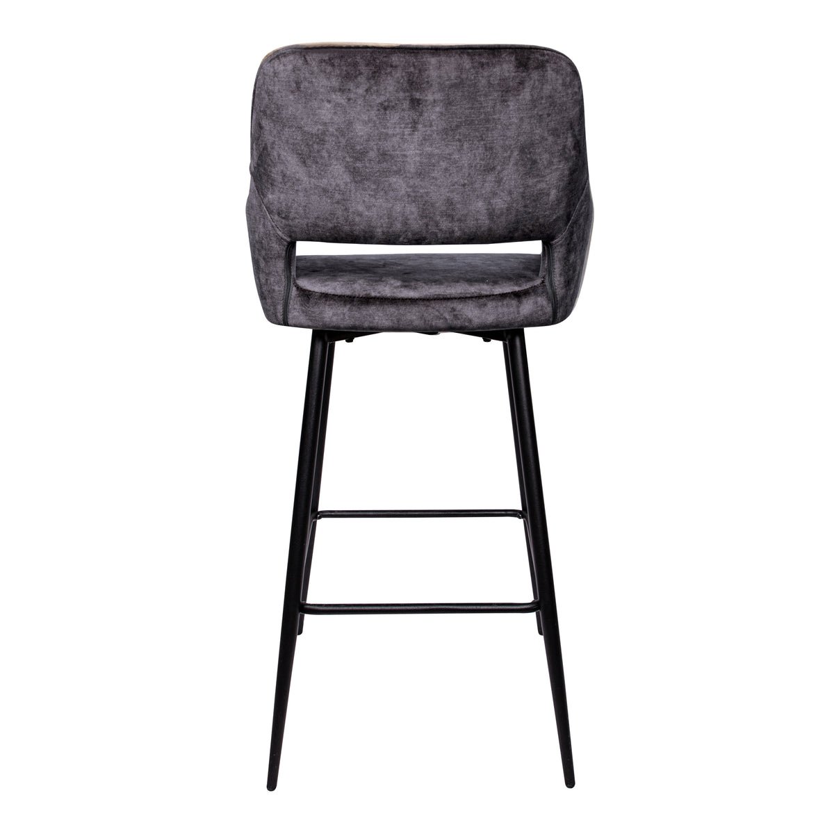 Fallon Velvet Anthracite Barstol med sorte metalben, sæt med 2 stk. PTMD