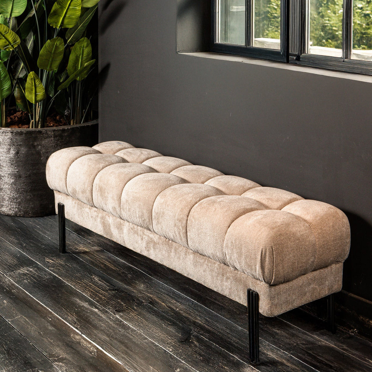 Melbourne-bænk 160 × 47 × 48 cm beige PTMD