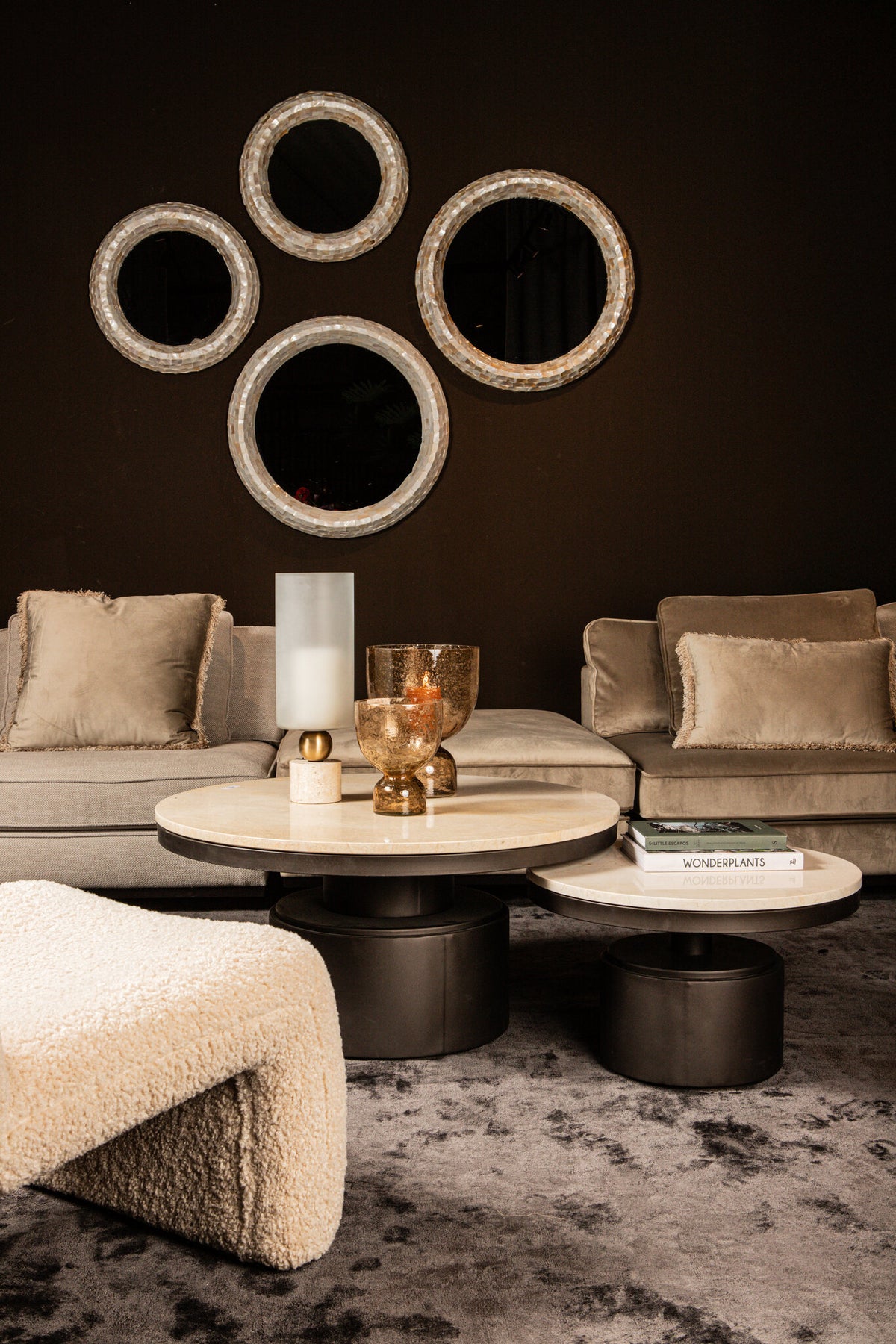 Bregt lavt sofabord i beige marmor PTMD