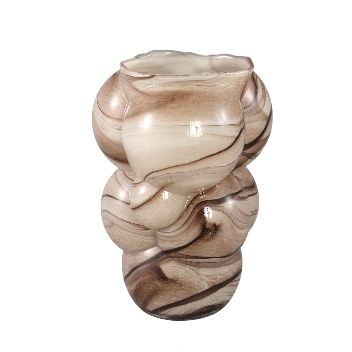Arenda Cream Solid glasvase med marmorfinish, løgformet, stor PTMD