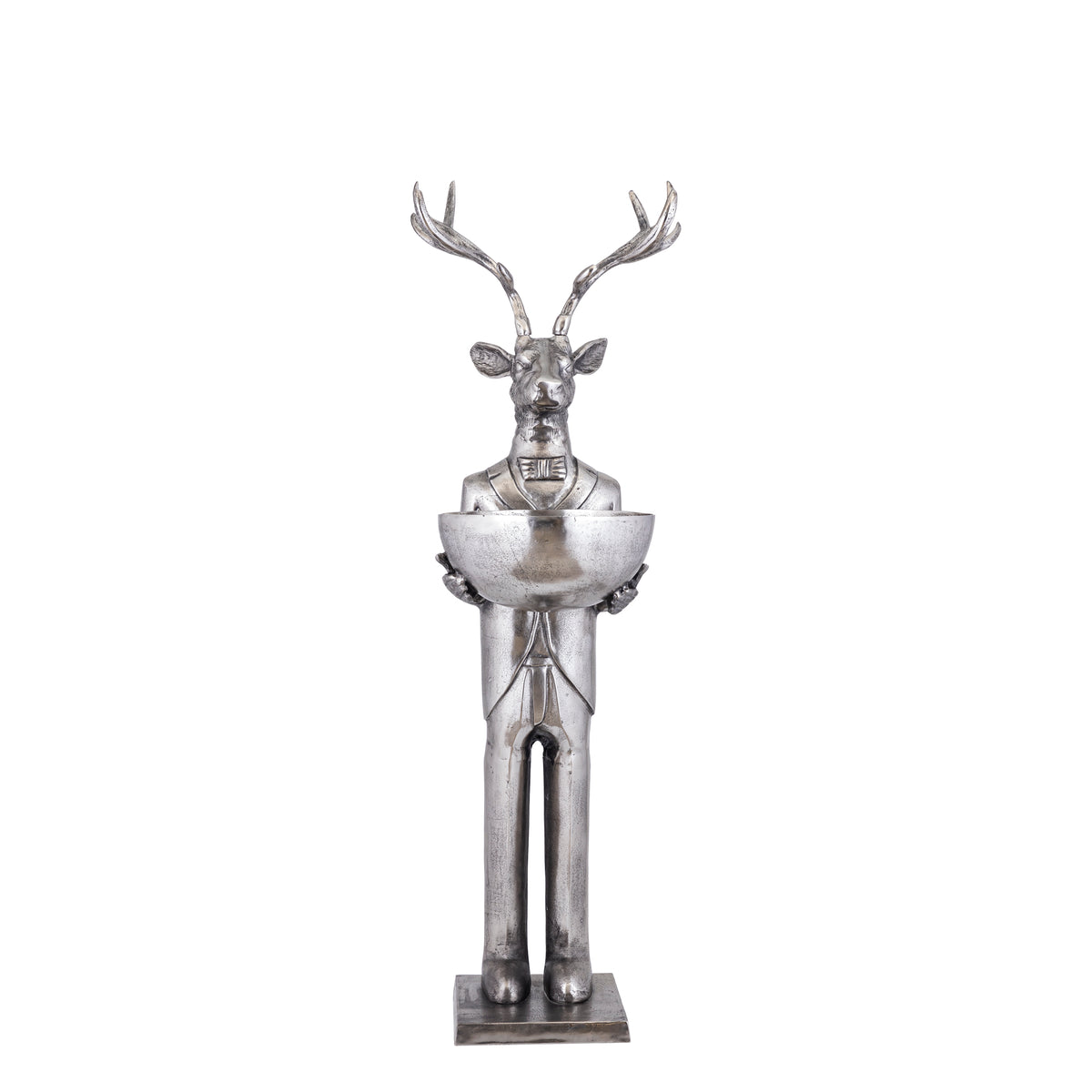 Rensdyrfigur med skål, gunmetal, 155 cm, medium, PTMD