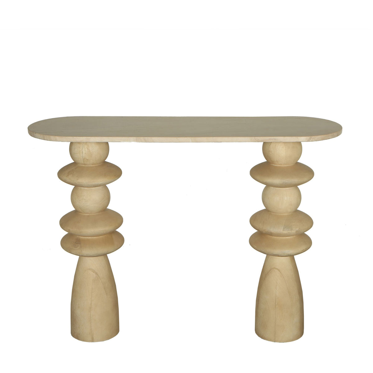 Sidebord Callain naturfarvet mangotræ marmor oval PTMD