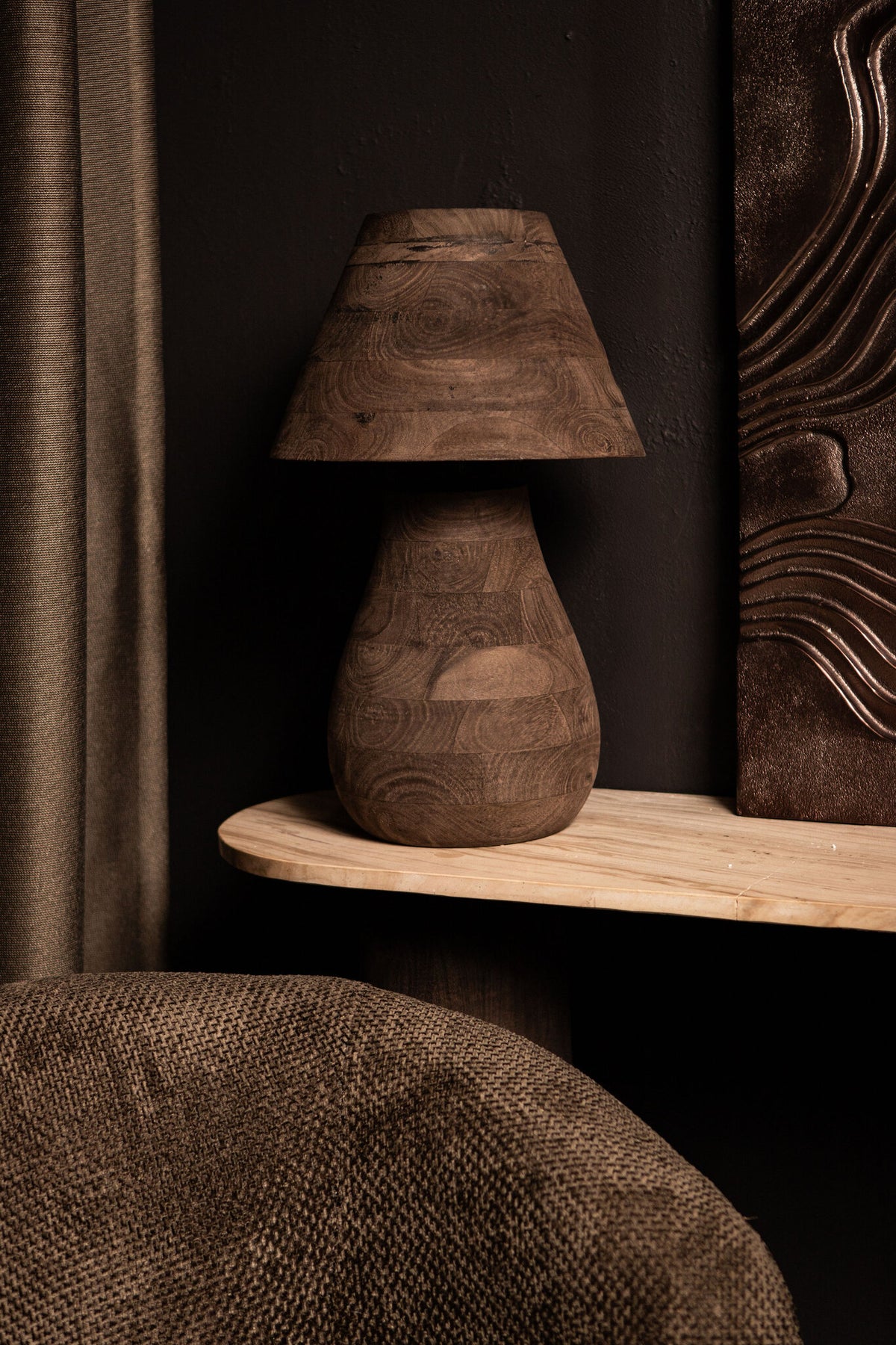 Bordlampe Peake brun mangotræ small PTMD