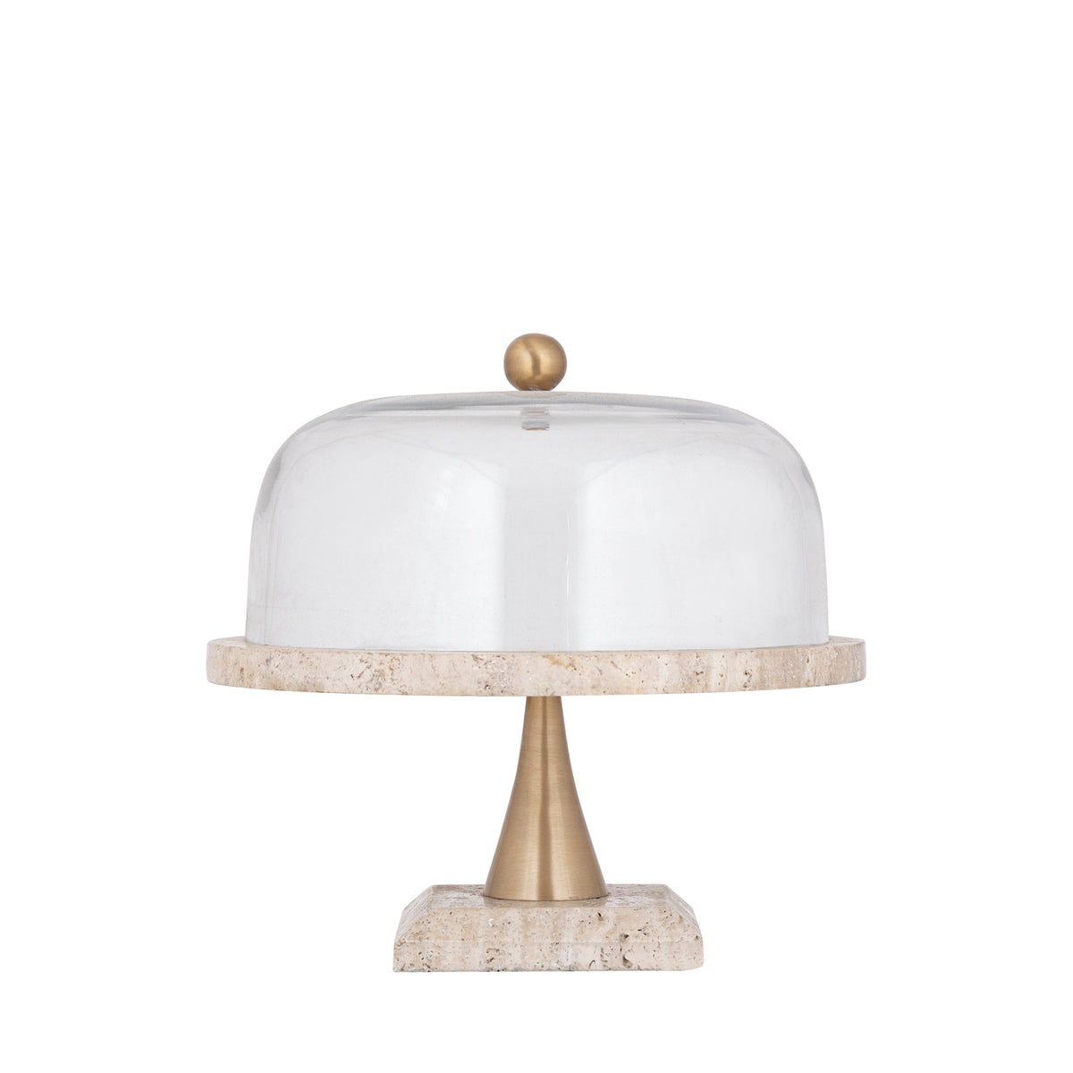 Kagefad Lyron Natur Travertine Rundt Glas Bell Large PTMD