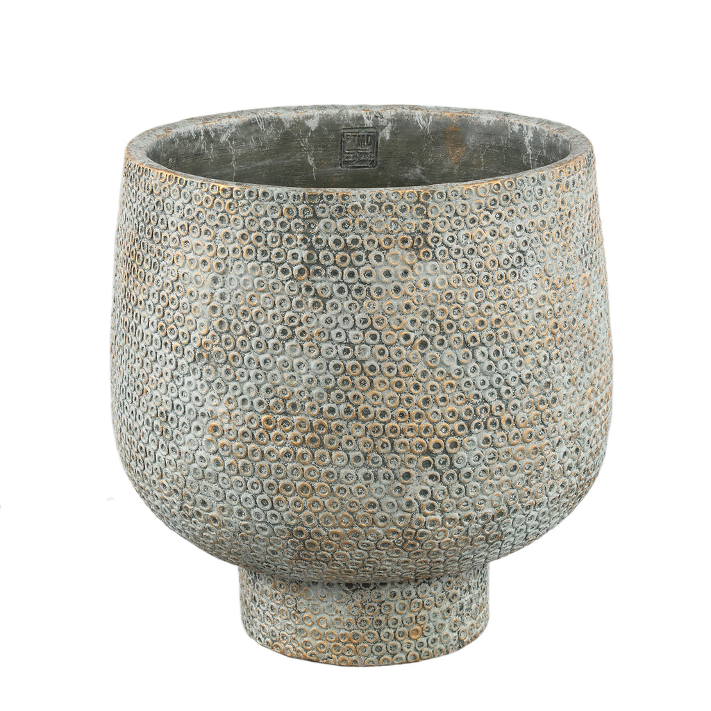 Laim Grey Cement Rund Krukke med Prikket Mønster i Bunden XXL Dia. 40 x H 40 cm PTMD