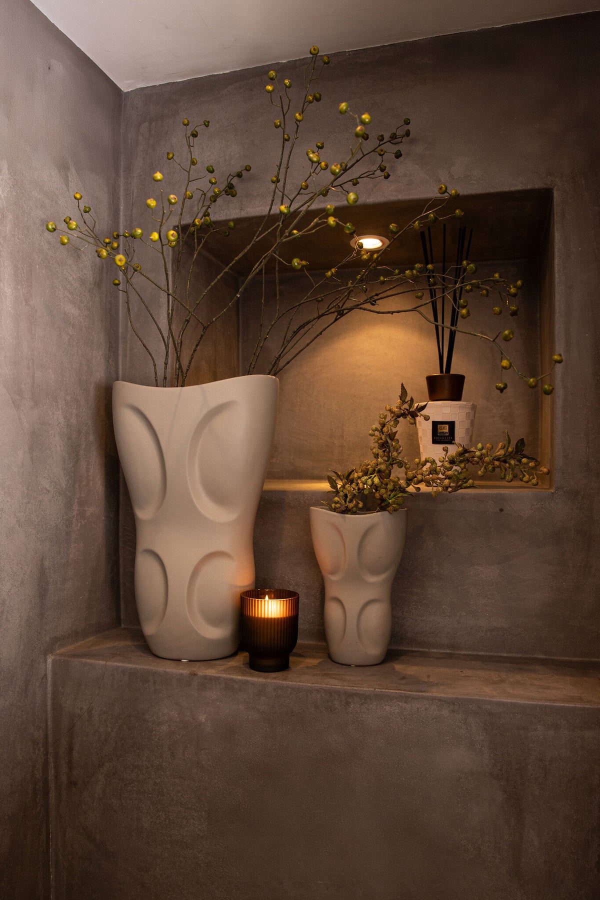 Dayna grå oval keramisk vase, mellemstor PTMD