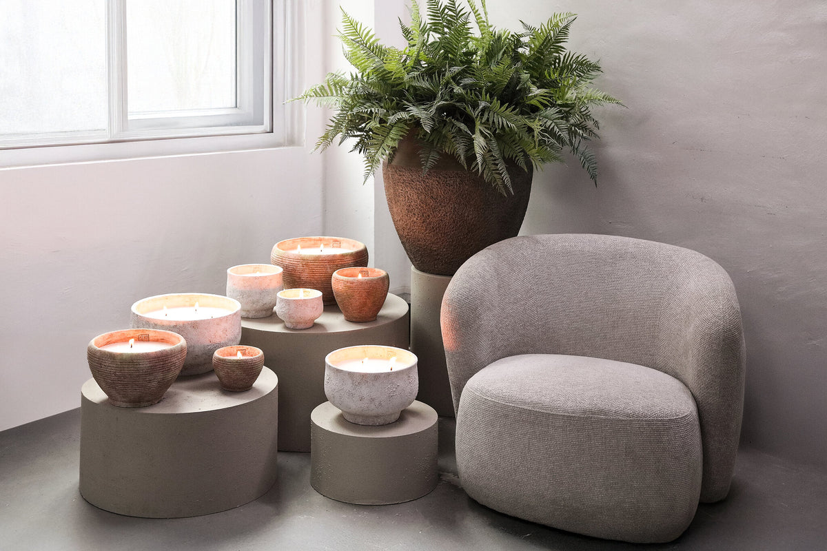 Udendørslys Elora brun cement rillet, medium PTMD