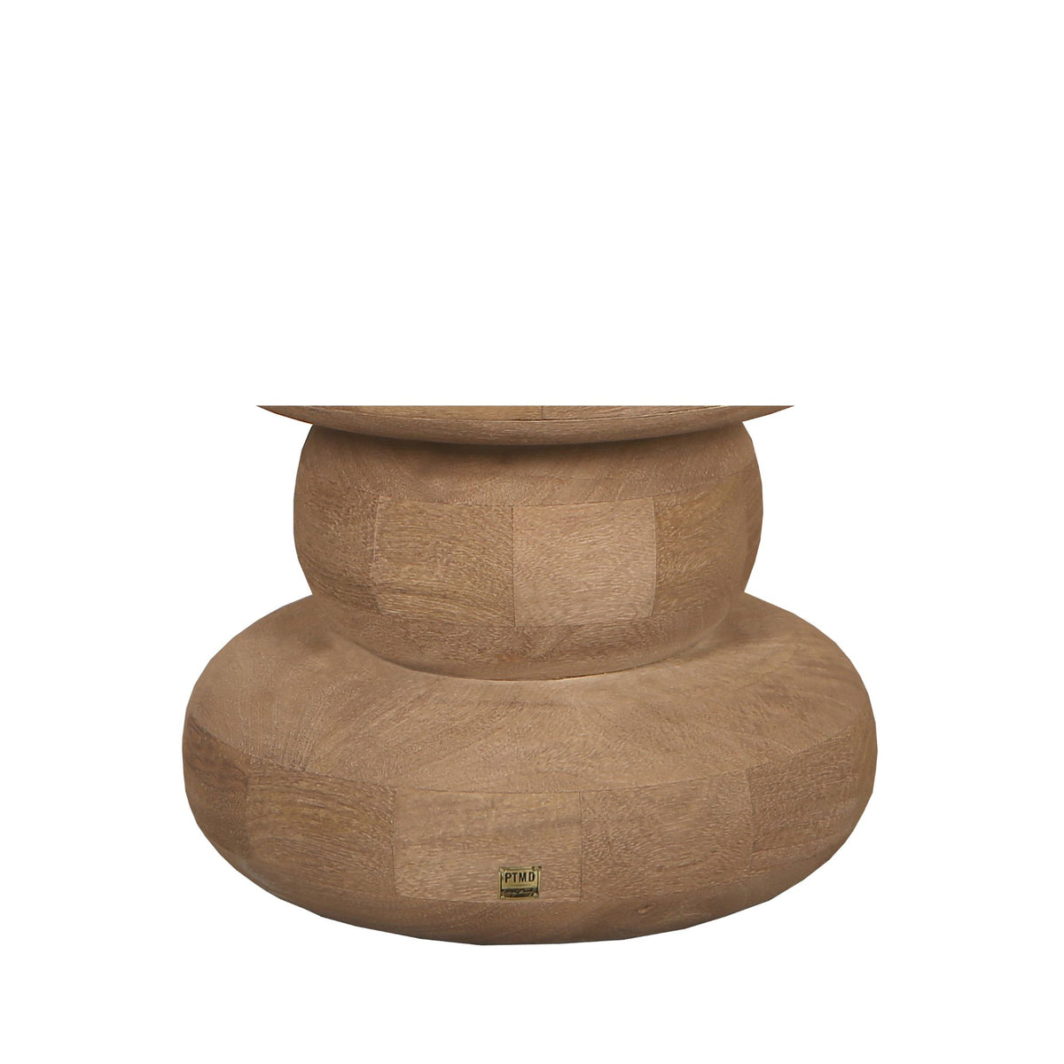 Rundt sidebord Keven rillet mangotræ natur PTMD
