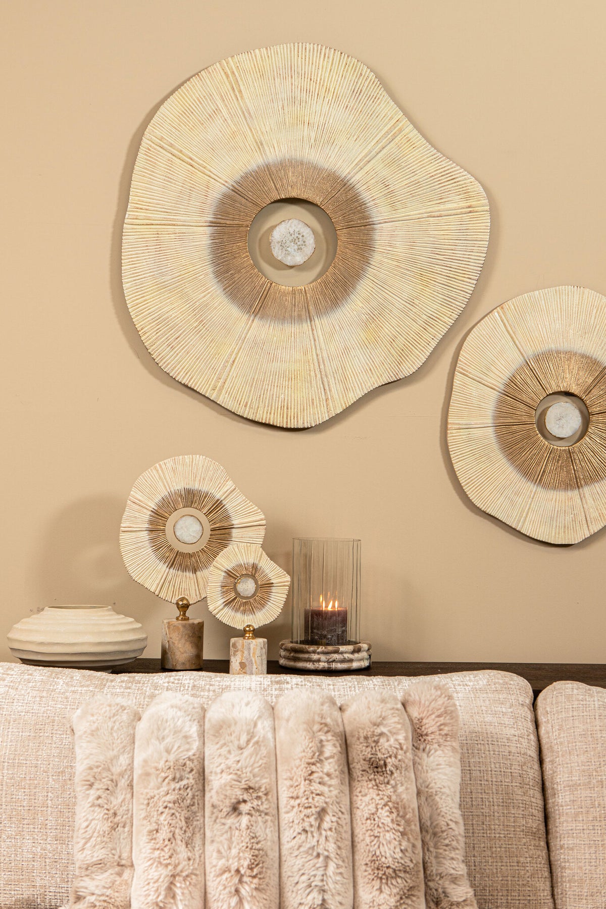 Kody Beige Stone Wash støbt aluminiumsribbet potte S PTMD
