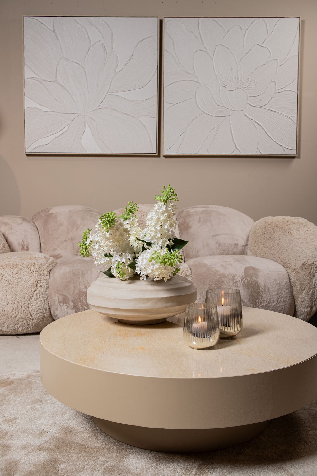 Kody Beige Stone Wash urtepotte i støbt aluminium med ribber M PTMD
