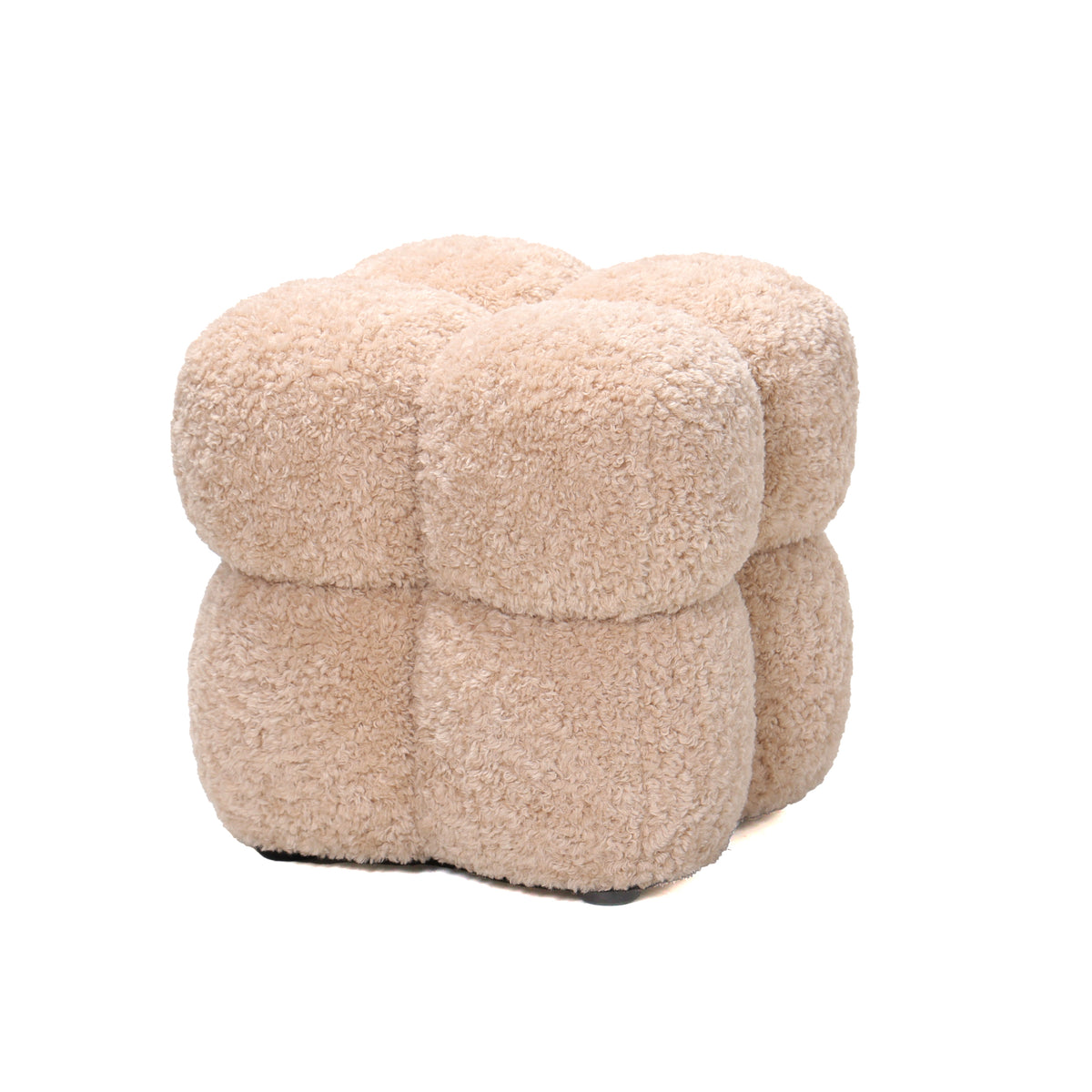 Teddy beige stof firkantet puf PTMD