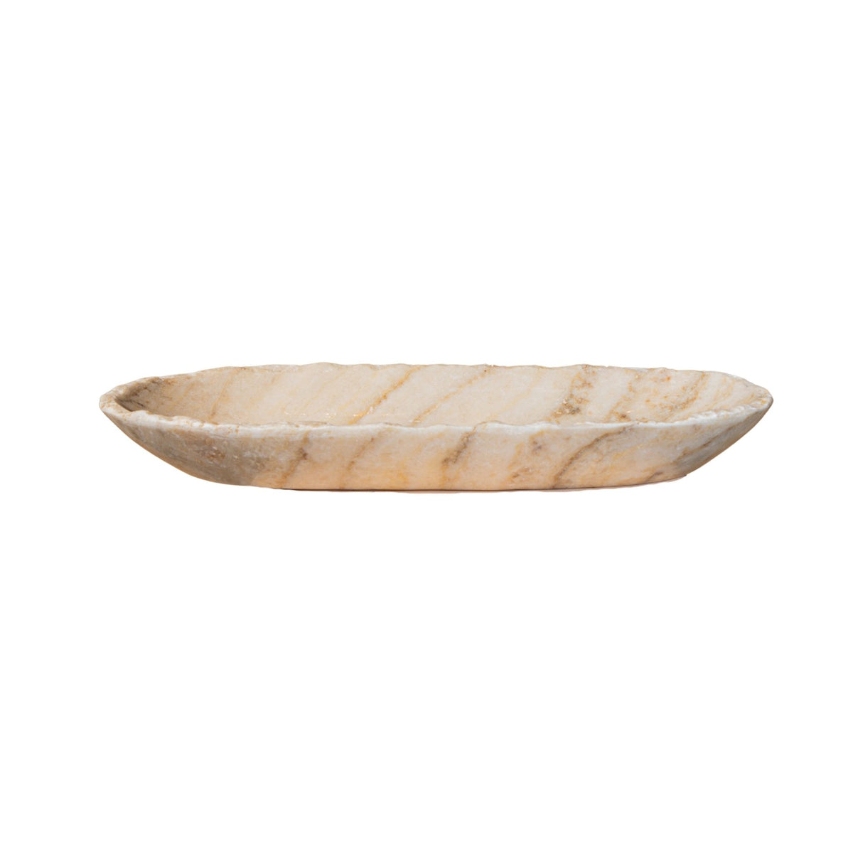 Draya Onyx hvid organisk oval skål, lille, PTMD