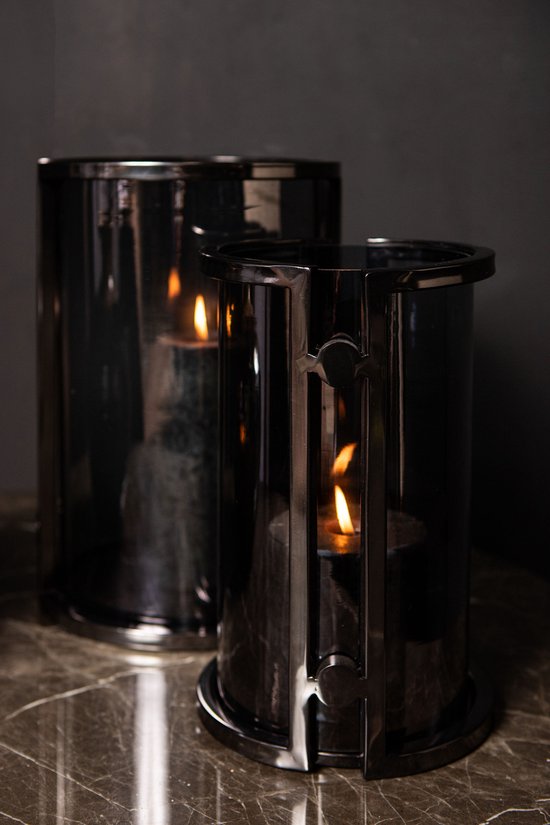 Lanterne Jarie gunmetal, ramme i rustfrit stål, stor PTMD