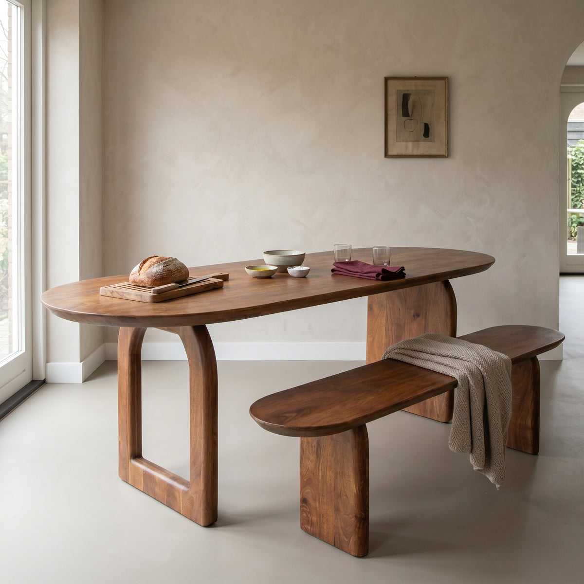 Spisebænk Bullnose Brun Mangotræ 200 cm Raw Materials