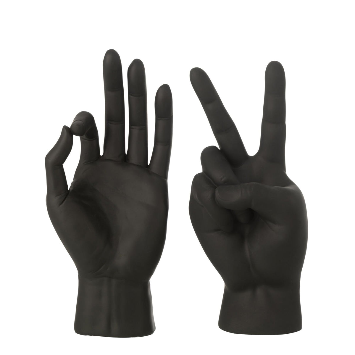 Figur i tegnsprog, sort polyresin, sortiment med 2 stk. – J-Line