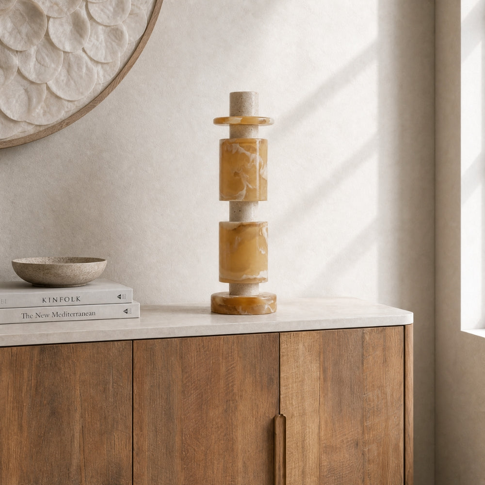 MUST Living Dekorativ Skulptur Alba Høj Creme Brun