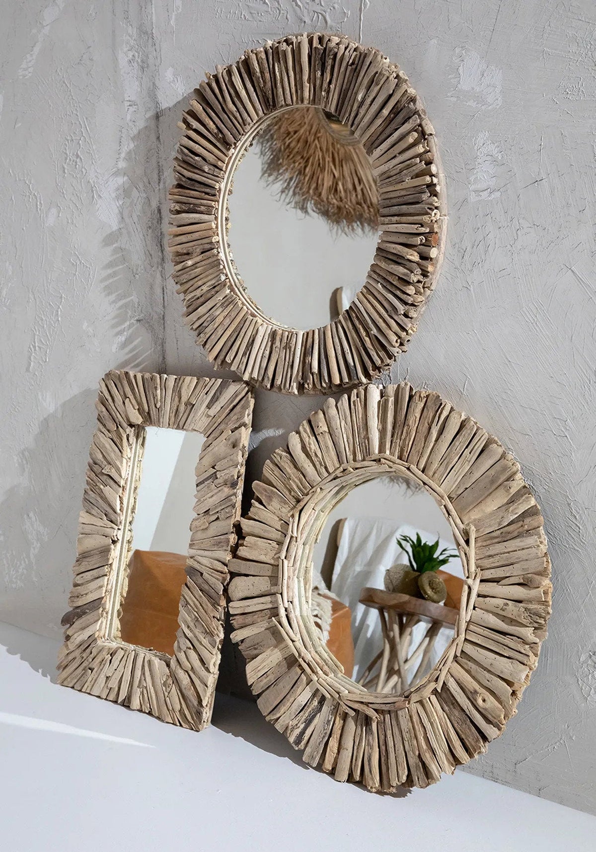 Driftwood-indrammet spejl - Natur - M Bazar Bizar