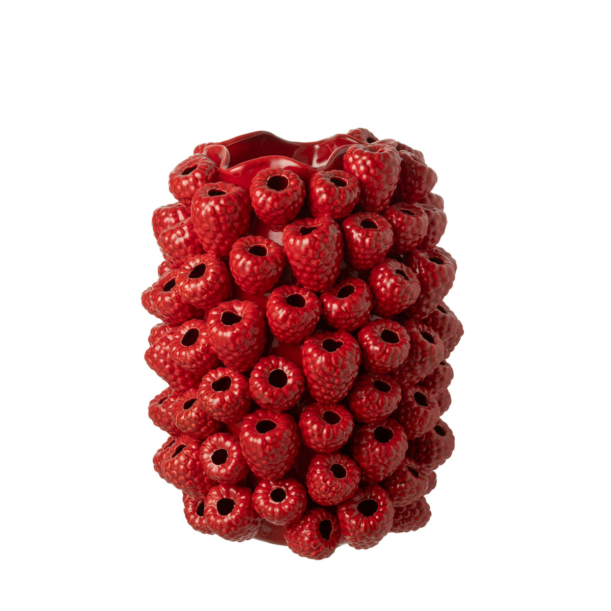 Vase Berry med relief i keramisk julerød fra J-Line
