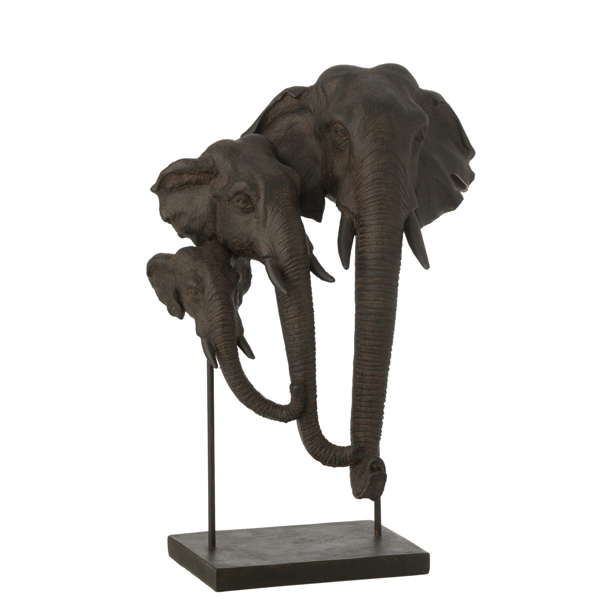 Elefant på fod Familie polyresin mørkebrun J-Line