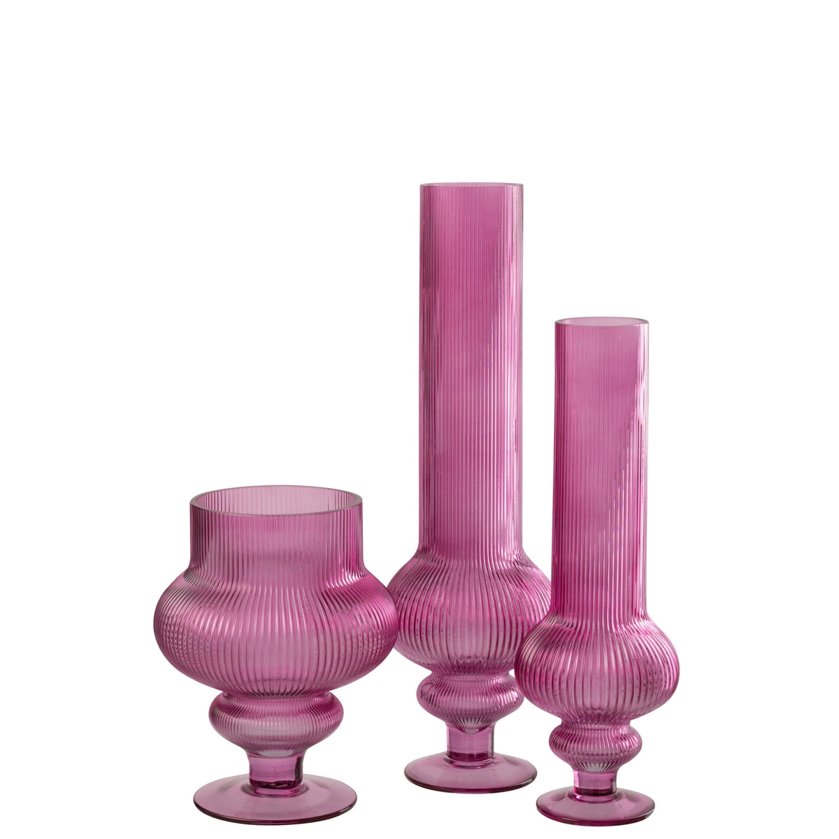 Vase Ada rillet glas fuchsia large J-Line