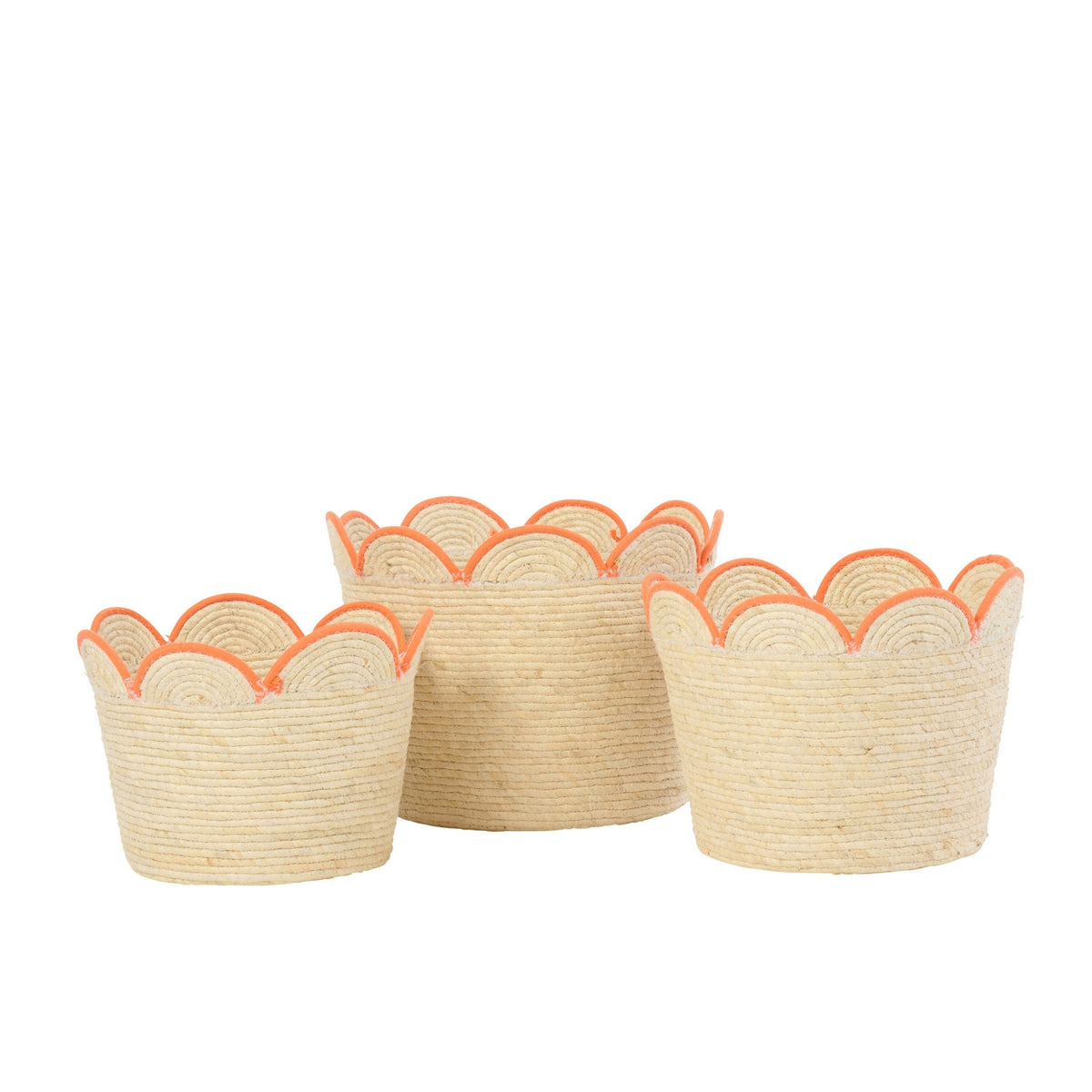 Sæt med 3 kurve i naturfarvede/orange majsskaller fra J-Line