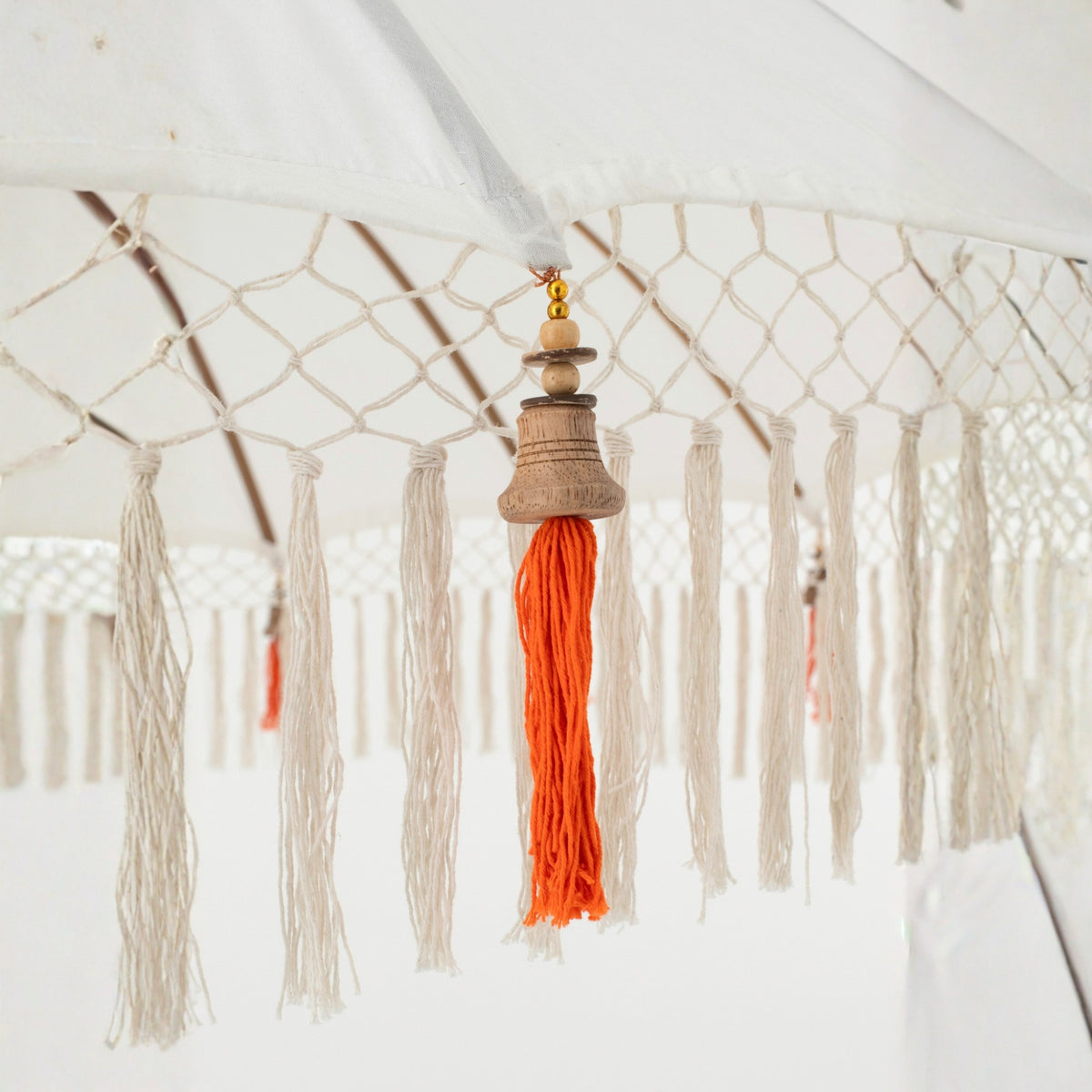 Parasol Flavie træ/bomuld ecru/orange J-Line