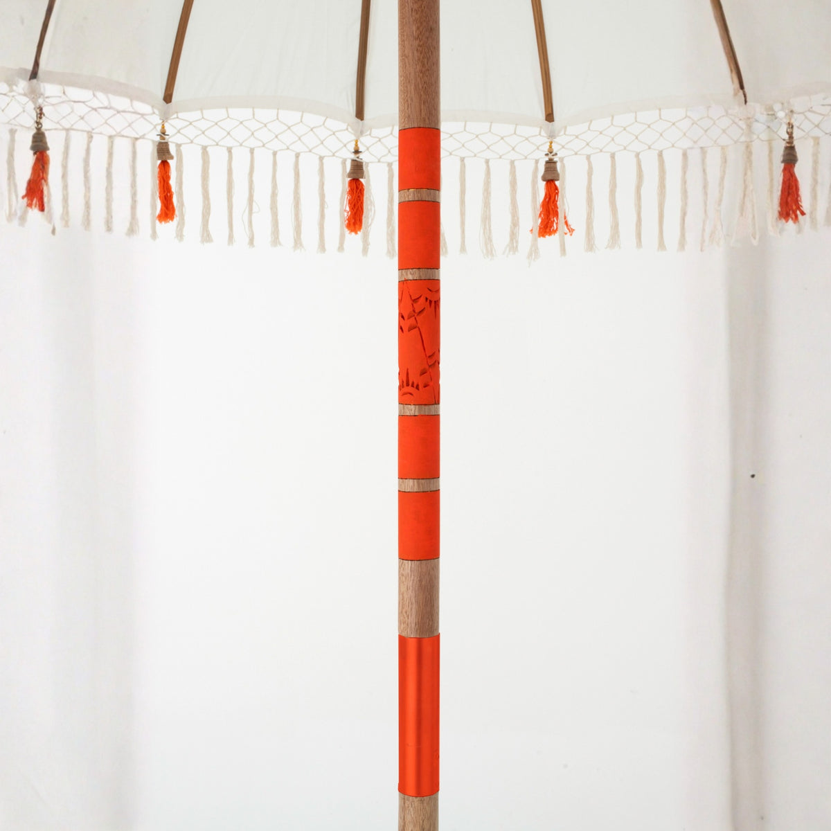 Parasol Flavie træ/bomuld ecru/orange J-Line
