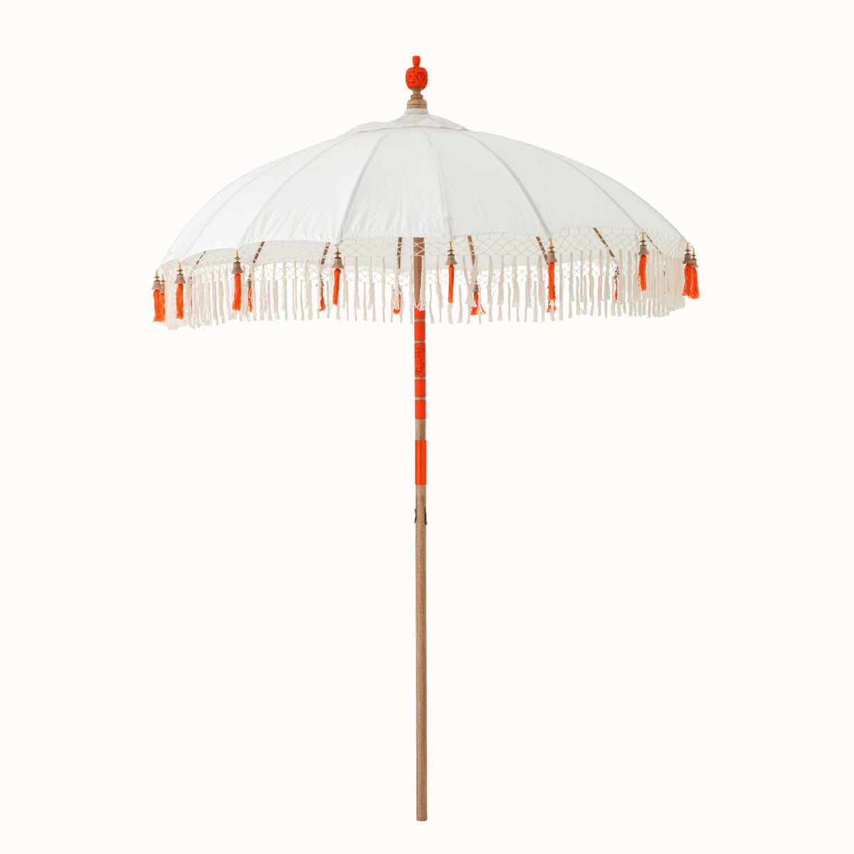 Parasol Flavie træ/bomuld ecru/orange J-Line