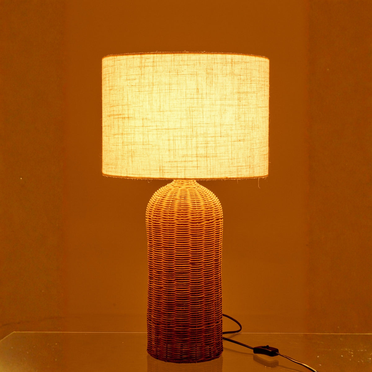 Bordlampe, cylinder, metal, natur/naturhvid, lille, J-Line