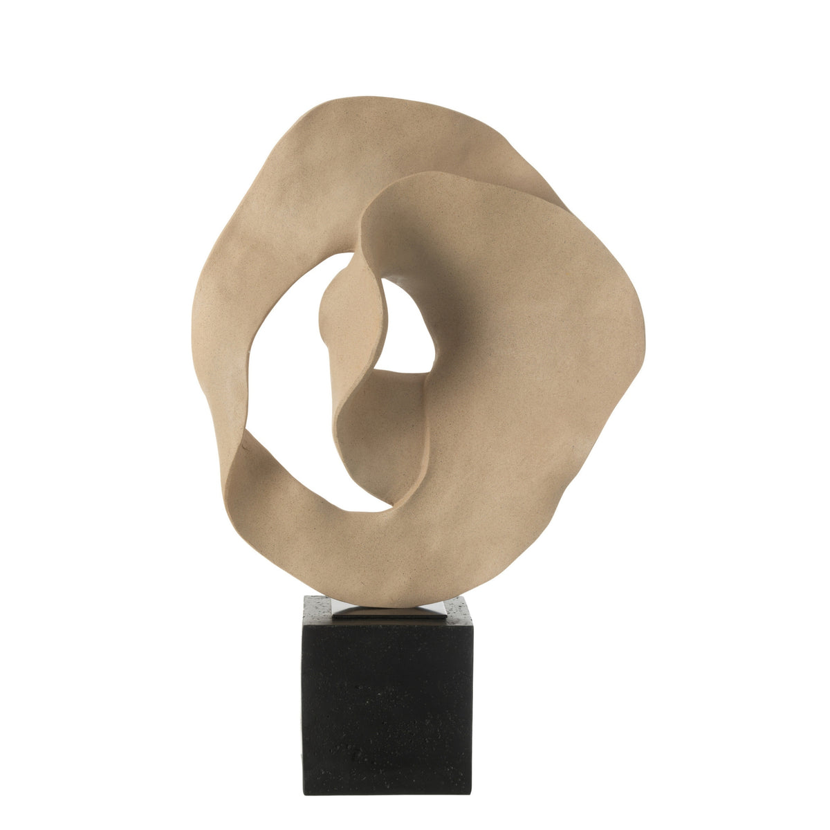 Abstrakt dekoration på sokkel i resin beige/sort J-Line
