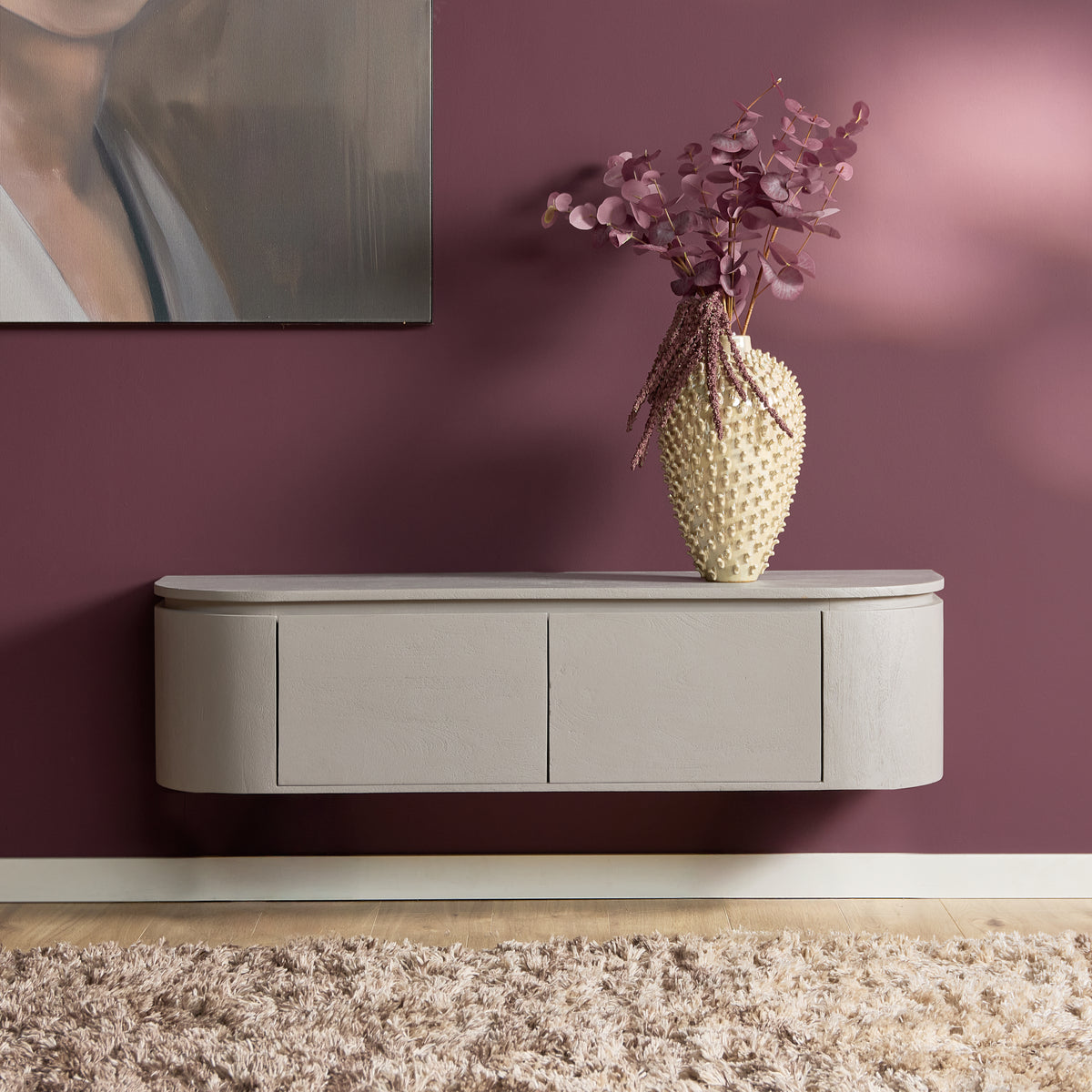 Svævende tv-møbel Ambiance i naturligt mangotræ, 120 cm, Starfurn