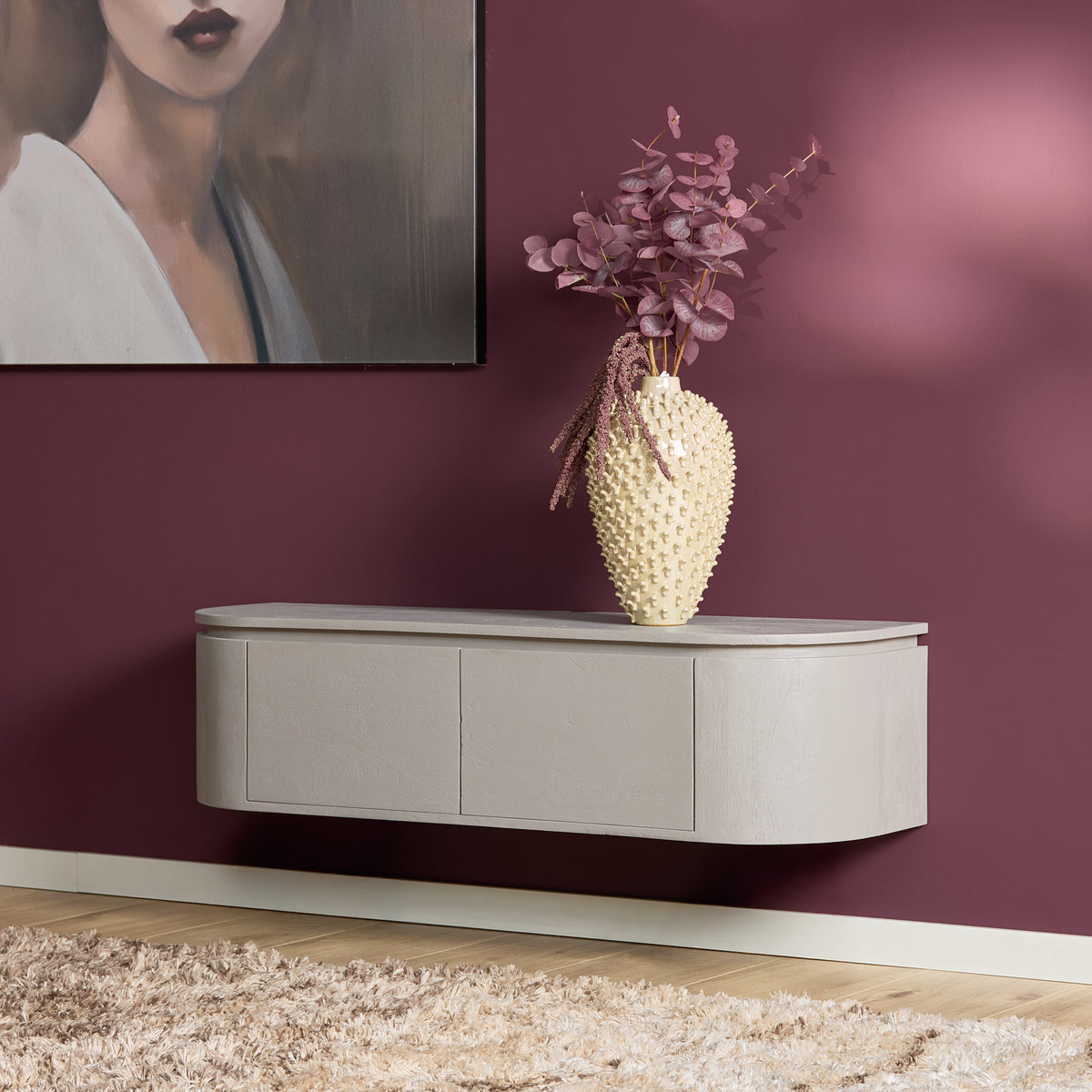 Svævende tv-møbel Ambiance i naturligt mangotræ, 120 cm, Starfurn