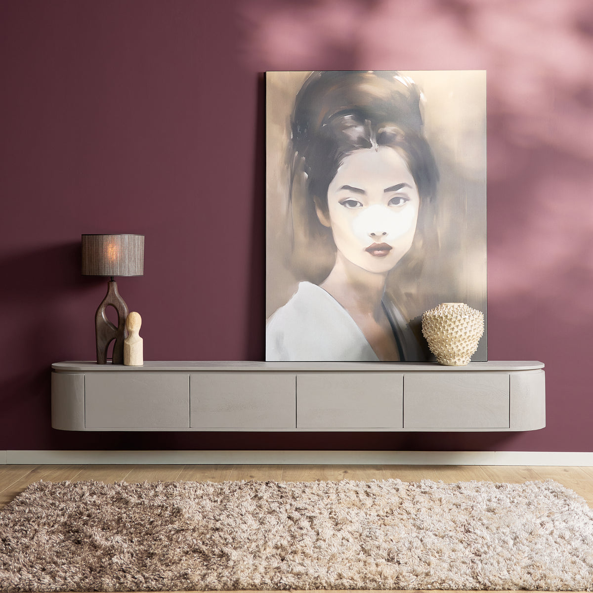 Svævende tv-møbel Ambiance i naturligt mangotræ, 120 cm, Starfurn