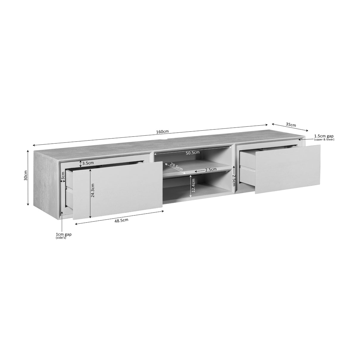 Svævende tv-møbel Ambiance mangotræ brun 160 cm Starfurn