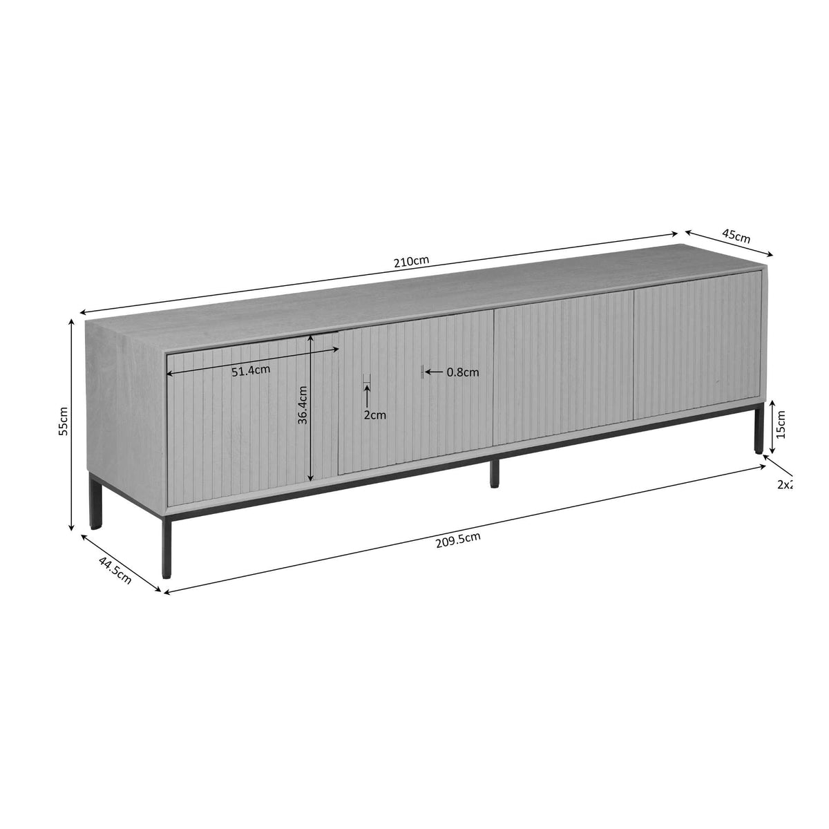 TV-møbel Madison mangotræ brun 210 cm Starfurn