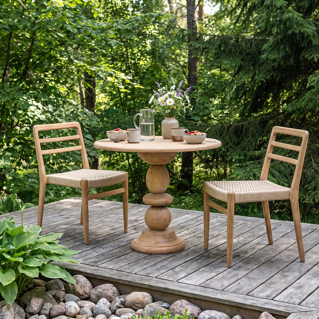 Verano terrassestol uden armlæn, natur, sæt med 2 stk., Raw Materials