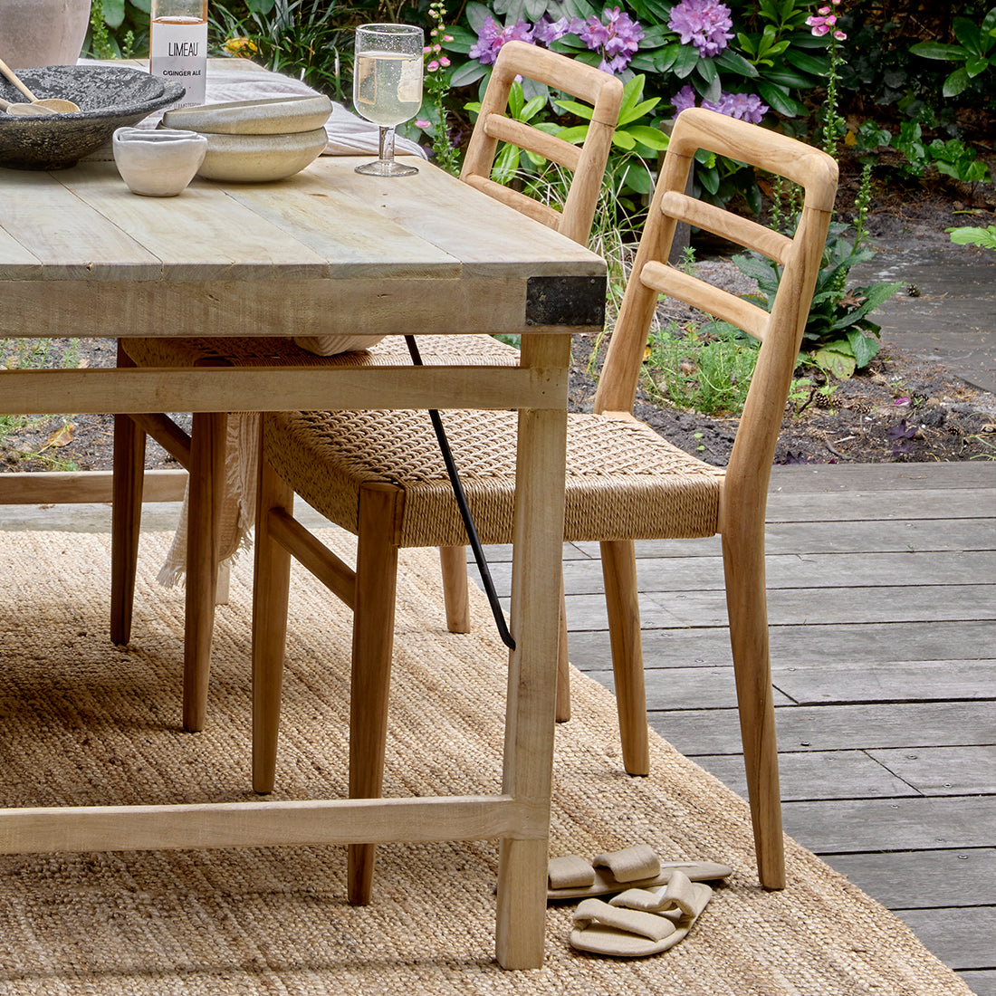 Verano terrassestol uden armlæn, natur, sæt med 2 stk., Raw Materials