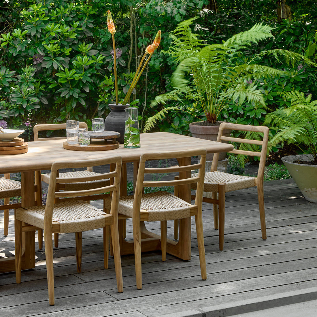 Verano terrassestol uden armlæn, natur, sæt med 2 stk., Raw Materials