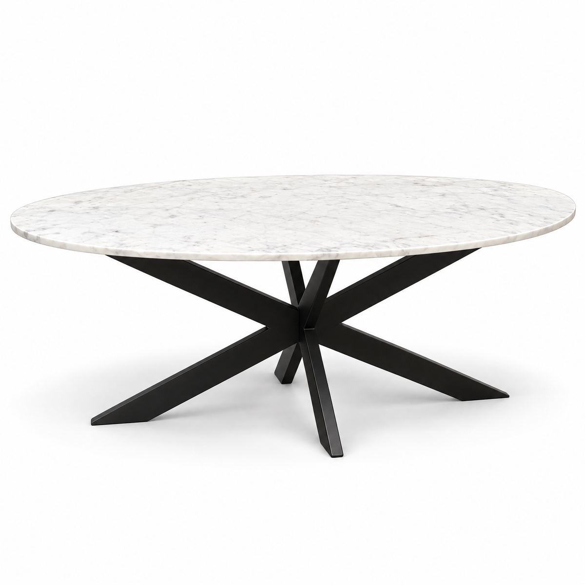 Sofabord Faye, hvid marmor, ovalt, 130 cm, Starfurn