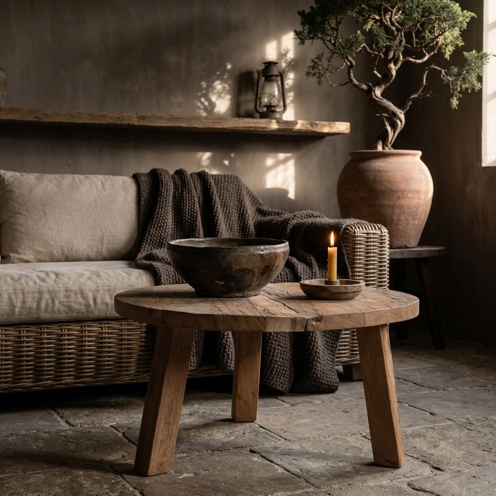 Farmwood sofabord rundt L Raw Materials