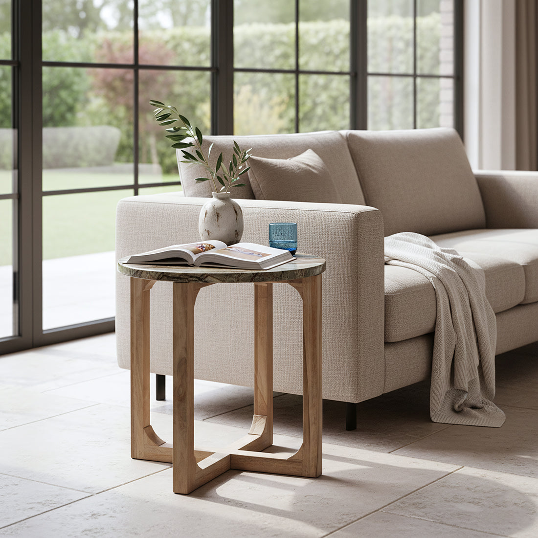 Sidebord Bizar marmor – 50 × 50 × 50 cm Raw Materials