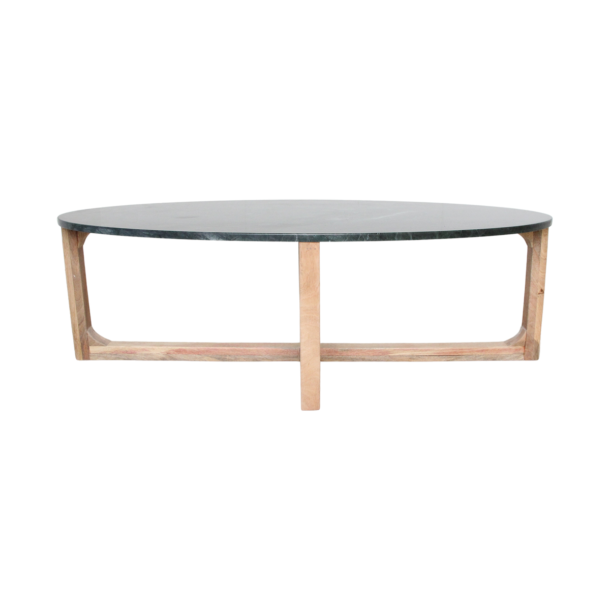 Sofabord i grøn oval marmor – Raw Materials